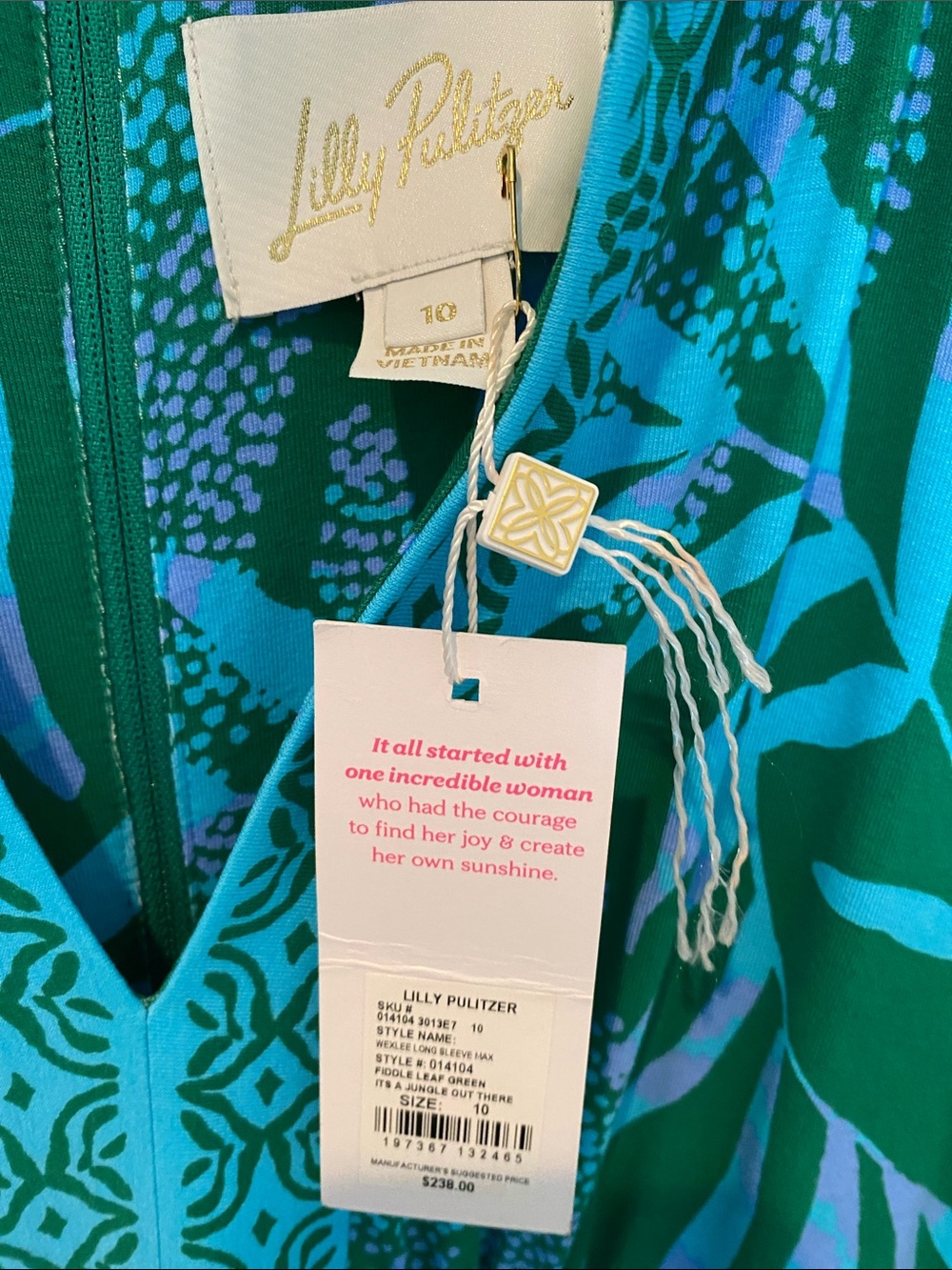Lilly Pulitzer Teal & Aqua Leaf-Print Long dress - Picture 11 of 12